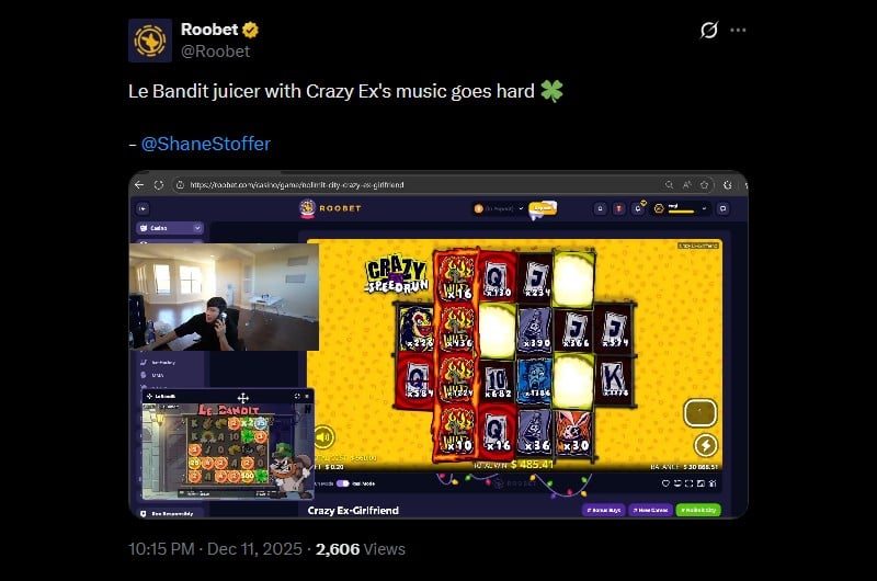 Twitter 107K Le Bandit Win at Roobet